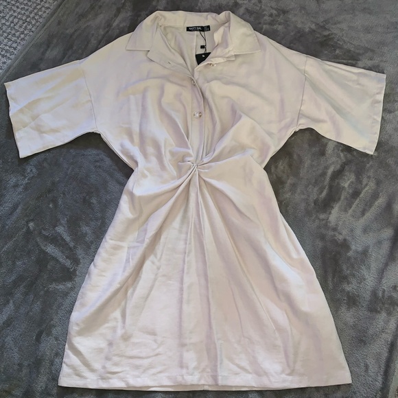NWT! Nasty Gal Gathered Front Button Down Shirt Mini Dress size 6 - Picture 5 of 10